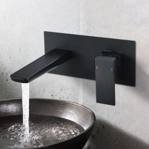 Nes Home - Astra Designer Matte Black Wall Mounted Concealed Basin Mixer Tap + Waste