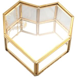 TLILY Flip Love Heart Shaped Geometric Glass Jewelry Box Ring Exquisite Wedding For Decoration
