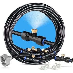 YMYNY Fliti Outdoor Mister, 8 m patio mist generator with 7 mist nozzles + 2 replacement nozzles + 1 adapter (brass, 3/4 inch) mist generator for patio,