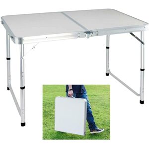 Briefness - Folding Camping Table 3 Adjustable Heights Portable and Lightweight, Aluminium, White, H120x60x70/62/55cm