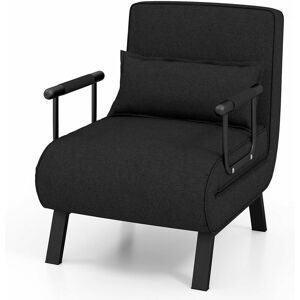 Dewdat - Folding Sofa Bed, 4-in-1 Convertible Lounge Recliner Sleeper with 6-Position Adjustable Backrest and Removable Pillow, Upholstered Single