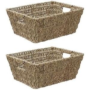 JVL - Hand Woven Seagrass Rectangular Storage Basket, Set of 2, Large