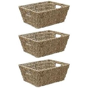 JVL - Hand Woven Seagrass Rectangular Storage Basket, Set of 3, Large