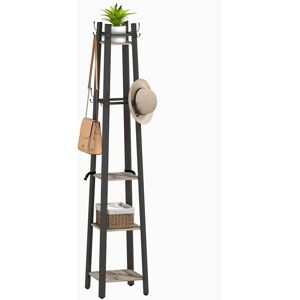 Industrial Coat Stand with 4 Storage Shelves and 8 Hooks Grey - Homcom