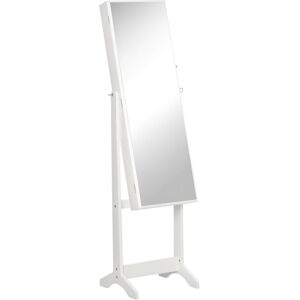 Homcom - Mirrored Jewellery Cabinet Lockable Jewellery Organiser for Bedroom White