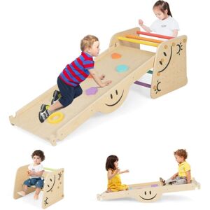 Costway - Indoor Kids Climbing Toys Wooden Climber Set w/ Reversible Ramp