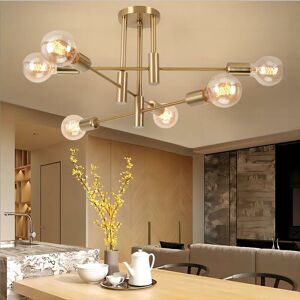 AXHUP Industrial Vintage Ceiling Light Metal 6 Lights E27 Ceiling Lamp Creative Interior Lighting for Dining Room Bedroom Living Room Copper