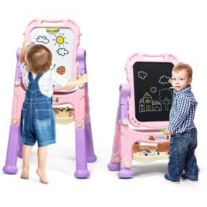 COSTWAY Kids Art Easel 360° Rotatable Double Sided Chalkboard Standing Art Drawing Board