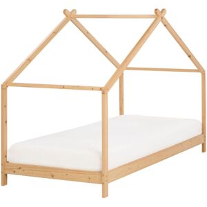 Beliani - Kids House Bed Pine Wood eu Single Size 3ft with Slatted Base Light Wood Orlu