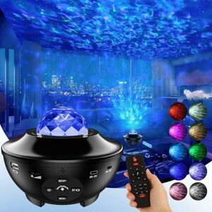 Dewdat - led Starry Sky Projector Light 21 Lighting Modes 360° Rotating Ocean Waves Bluetooth Speaker Box Timer Night Light Gift for Baby Kids Adults