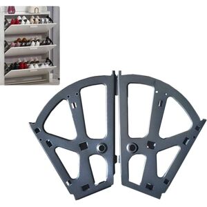 Memkey - Pack of 2 Stainless Steel Shoe Cabinet Hinges with Folding Frame and Shoe Rack - Black