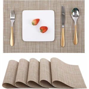 ZVD - Lot de 6 sets de table lavables, résistants à la chaleur, antidérapants, en vinyle pvc tissé pour table de cuisine, 30 x 45 cm