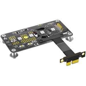 Tlily - M.2( ngff) nvme M-Key ssd to pcie 1X Extension Cable with Cooling Fan and Automatic Discoloration LED(10cm)