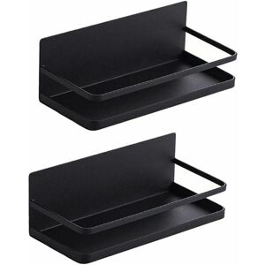 Dewdat - Magnetic Fridge Shelf Magnetic Fridge Spice Rack Magnetic Fridge Spice Basket for Kitchen Organizer (Black, 2packs)