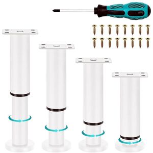 TLILY 4Pcs Upgraded Metal Adjustable Furniture Legs 4.72-7.08 Inch,Replacement Legs for Bed Sofa Cabinet Couch Dresser Table-White