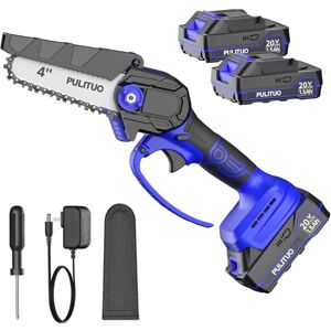 PULITUO Mini Chainsaw Cordless, 4 Inch Electric Chain Saw Small Chainsaw 2Battery Powered, Yard Tools Garden Gifts for Men Dad Husband, Hand Saw for Branches
