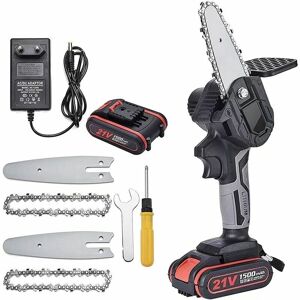 Soleil - Mini cordless chainsaw 4 inch 21 v powerful 6 m/s 1 battery 2 chains 2 guides
