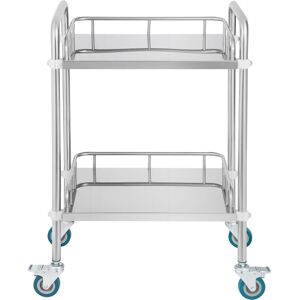 Mophorn - Lab Rolling Cart, 2-Shelf Stainless Steel Cart with Swivel Casters, Dental Utility Cart for Clinics, Labs, Hospitals, and Salons,
