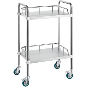 Mophorn - Lab Rolling Cart, 2-Shelf Stainless Steel Rolling Cart, Lab Serving Cart with Swivel Casters, Dental Utility Cart for Clinic, Lab,