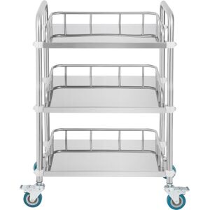 Mophorn - Lab Rolling Cart, 3-Shelf Stainless Steel Rolling Cart, Lab Serving Cart with Swivel Casters, Dental Utility Cart for Clinic, Lab,
