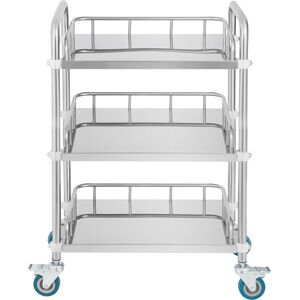Mophorn - Lab Rolling Cart, 3-Shelf Stainless Steel Rolling Cart, Lab Serving Cart with Swivel Casters, Dental Utility Cart for Clinic, Lab,