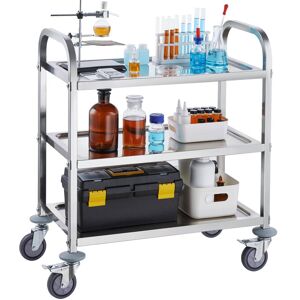 Mophorn - Stainless Steel Cart, 3 Layers Lab Utility Cart 400 lbs Weight Capacity, Medical Cart with Lockable Universal Wheels, for Lab, Clinic,