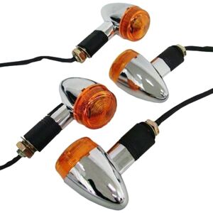 Tlily - Motorcycle Turn Signals Chrome Front Rear Lights for Chopper(4Pcs)