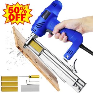 BRIEFNESS Nail Gun/Staple Gun 2 in 1 for Upholstery, Wood, Carpet, Carpentry and Woodworking Projects, Electric Stapler Kit with 300 Staples and 100 Nails