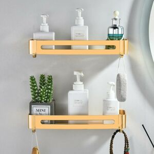 Dewdat - No Drilling Bathroom Shelves, Champagne Gold Metal Shower Storage Wall Mounted Shower Gel Shampoo Organizer