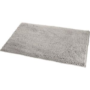 Tinor - Non-slip bath mat with high pile made of microfiber, 50 x 80 cm, Bathroom, Platinum