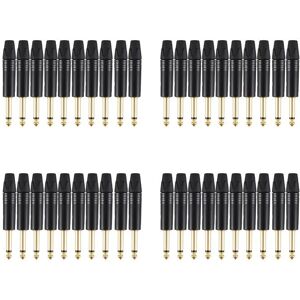 Tlily - Or Plating 40Pcs Plug Mono Professional 2 Pole 6.35mm 6.5mm Stereo Jack 6.35mm Black