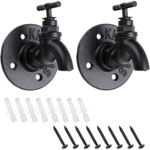 Memkey - Pack of 2 decorative wall hooks for hanging clothes, towels, bags, umbrellas and hats, faucet shape in vintage industrial style