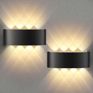 YMYNY Pack of 2 indoor wall lights, 8 w, black, ip 65, outdoor wall lights, led, 3000 k, warm white, for the garage mumu