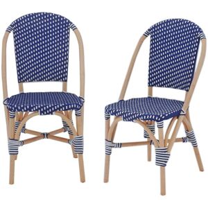 Sweeek - Pair of rattan bistro chairs and polyrattan, Montmartre, Blue, 48x58x90 cm