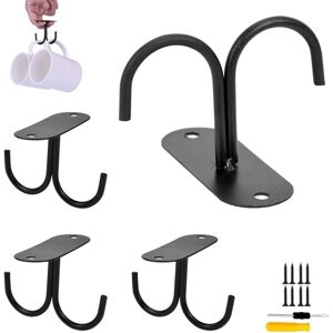 ZVD - pcs Hanging Mug Holder, Black Metal Coffee Cup Holder Rack 2 Hooks, for Storing and Hanging Kitchen Utensils, with 8 Screws and Screwdriver