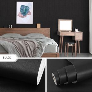 Tinor - Plain Black Wallpaper Self Adhesive Wallpaper Decorative Wall Paper Waterproof Removable Sticker Roll Adhesive Film for Furniture Kitchen