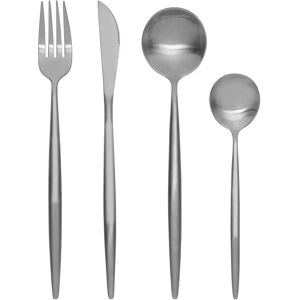 Premier Housewares - Modern Retro 16 Pc Matte Silver Cutlery Set