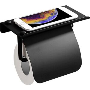 ZVD Premium Wall Mounted Toilet Paper Holder with Shelf Black Toilet Paper Dispenser Waterproof Toilet Paper Cover Stainless Steel Toilet Roll Shelf