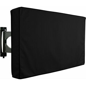 DEWDAT Protective cover for outdoor tv, terrace and garden screens and televisions - Waterproof and resistant - Black - Compatible with a stand or wall