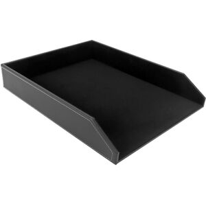 Tlily - pu Leather Collection Letter Tray, Document Desk Organizer,Stackable Office File Tray Holder (Black)