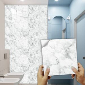 Dewdat - pvc Waterproof Bathroom Tile Sticker for Wall Removable White Marble Floor Sticker 30cm x 30cm Self Adhesive for Kitchen Backsplash Oilproof