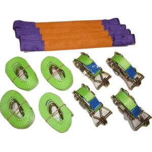 Securefix Direct - Recovery Ratchet Strap Set Hi Vis x4 (35MM x 4M Round Sling Alloy Wheel Tie Down Trailer Kit)