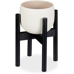 Relaxdays - Bamboo Plant Stand, Adjustable, Flower Pots max. 32 cm, Pot Support, h: 35.5 cm, Black