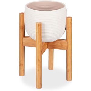Relaxdays - Bamboo Plant Stand, Adjustable, Flower Pots max. 32 cm, Pot Support, h: 35.5 cm, Natural