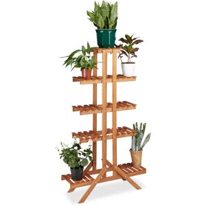 Relaxdays - Flower Stand with 5 Tiers, Wooden, Indoor Flower Rack, Multi-Shelf, HxWxD: ca 142.5 x 83 x 28.5 cm, Light Brown
