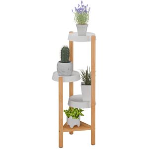 Relaxdays - Plant Stand, 4 Tiers, Bamboo & Plastic, hwd: 78x28x34 cm, Shelves for Flower Pots & Herbs, Natural/White