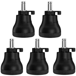 TLILY Replacement Office Chair Swivel Casters, Fixed Foot Pads, Easily Switch Between Wheel Slide and Brake, 5 pcs
