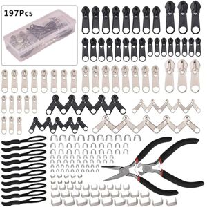 TONCHEAN Replacement Zipper, 197Pcs Zipper Repair Kit with Zipper Installation Tool Pliers for Bags, Jackets, Tents, Luggage, Sleeping Bag