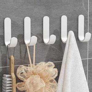 ZVD - Self-adhesive Wall Hook, 12 Pack, Self-adhesive Stainless Steel Hook, White Kitchen Dish Towel Hook, Bathroom Towel Hook, No Drilling Required