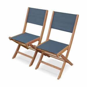 Sweeek - Pair of foldable wooden garden chairs, Almeria, Anthracite, 50x58.7x89 cm